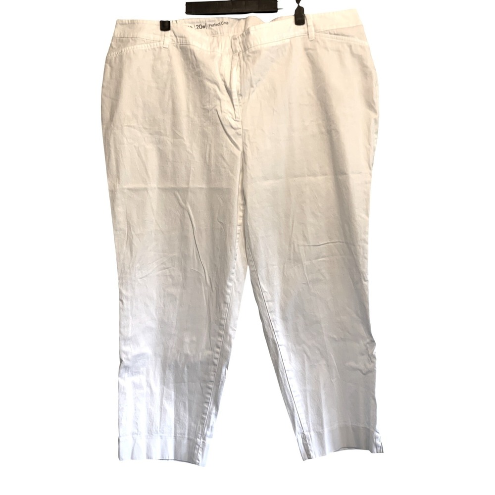 Talbots Perfect Crop‎ Pants 20W White Cotton Blend Coastal Classic Preppy Airy